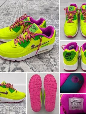 Nike Air Max 90 Neon Volt Pink Multicolor Sneakers – kids  6.5